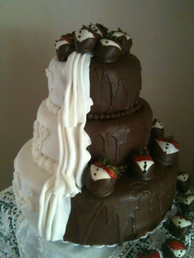 Bride and Groom cake in one!