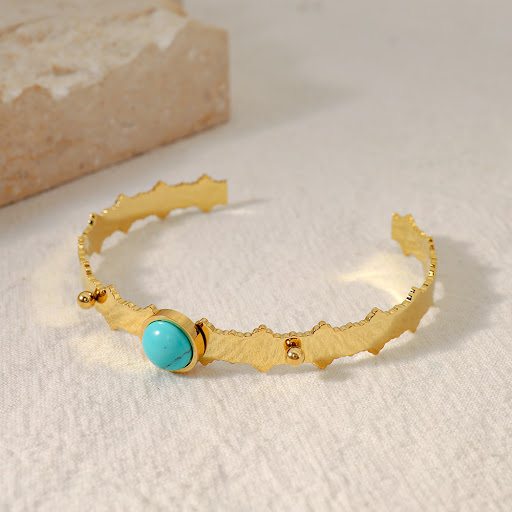 Title 3, Blue Pine Natural Stone Edge Titanium Steel Bra...