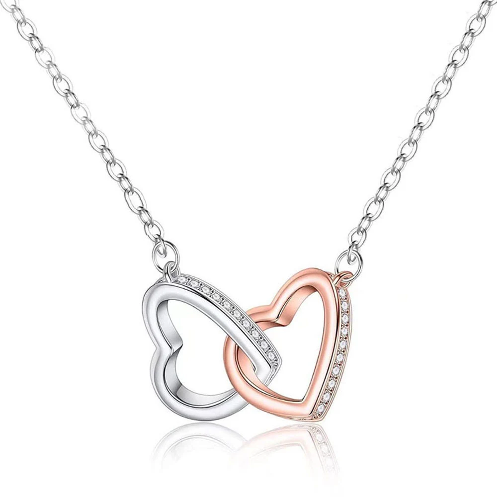 Title 3, Collier Doppel Herz pour femmes en or rose, sép...