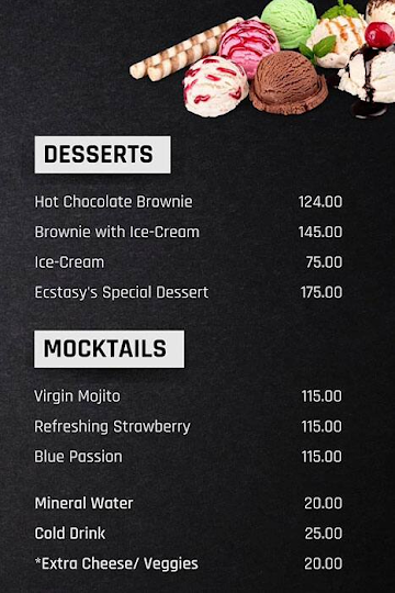 Ecstasy Cafe And Bakery menu 