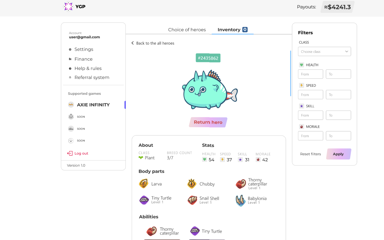 Yield Gaming Platform Axie extension Preview image 2