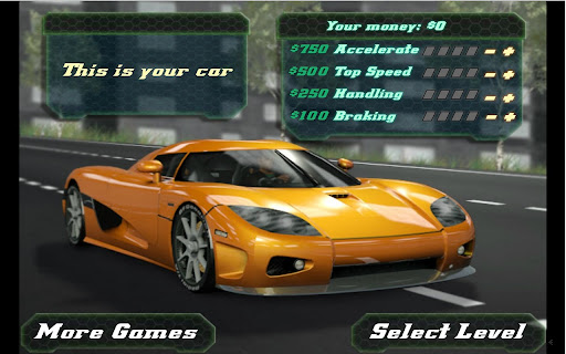 money: Accelerate This your Top Speed 2:00 Braking = More Select 