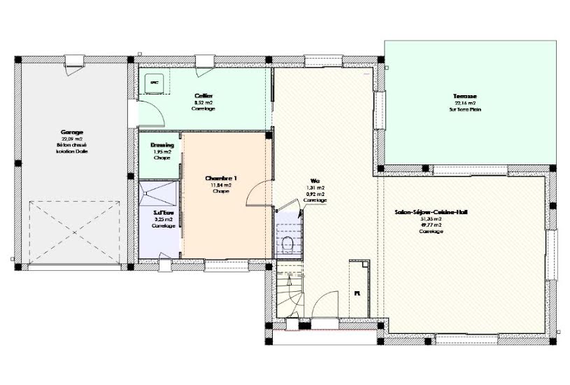  Vente Terrain + Maison - Terrain : 503m² - Maison : 123m² à Veigné (37250) 