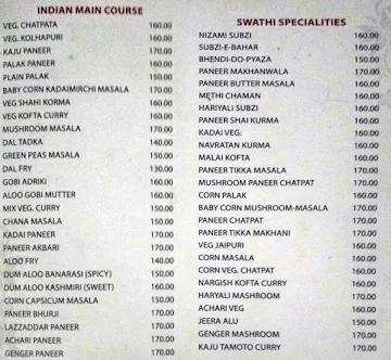 Swathi Restaurant menu 