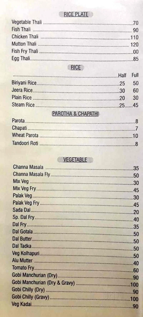 Cafe Kohinoor menu 