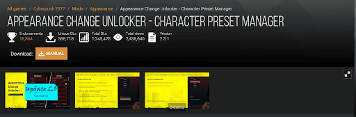 Cyberpunk 2077 mod Appearance Change Unlocker 