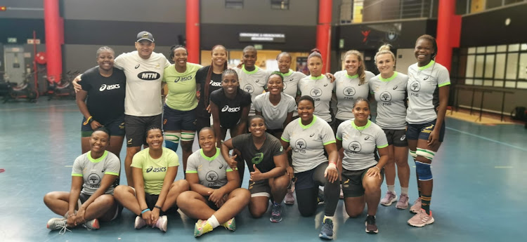 Springbok assistant coaches Deon Davids (top second left), Daan Human and Mzwandile Stick worked with the senior women's team during their training camp this week.