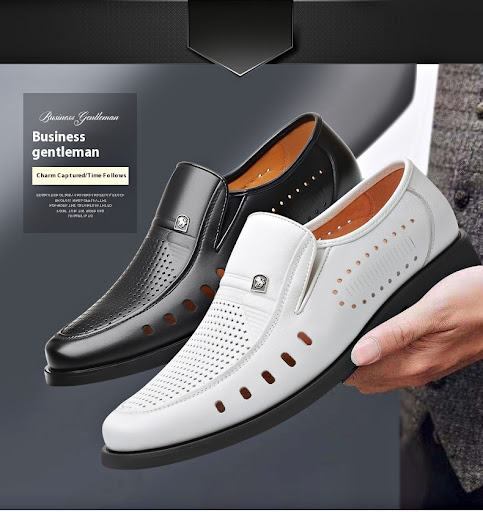 Title 14, Breathable Leather Sandals for Men Thin Hollow ...