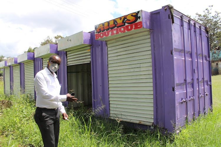 Michael Kinyanjui with his container at Nairobi City Inspectorate yard at Dagoretti on May ‎5.