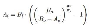 Formula: Amount of input tokens without fee