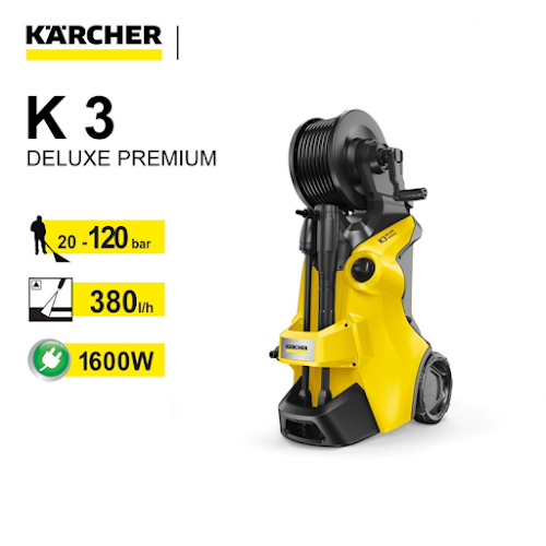 Máy xịt rửa xe Karcher K3 Deluxe Premium động cơ từ công suất 1600w áp lực 20-120 bar, lưu lượng nước 380l/h