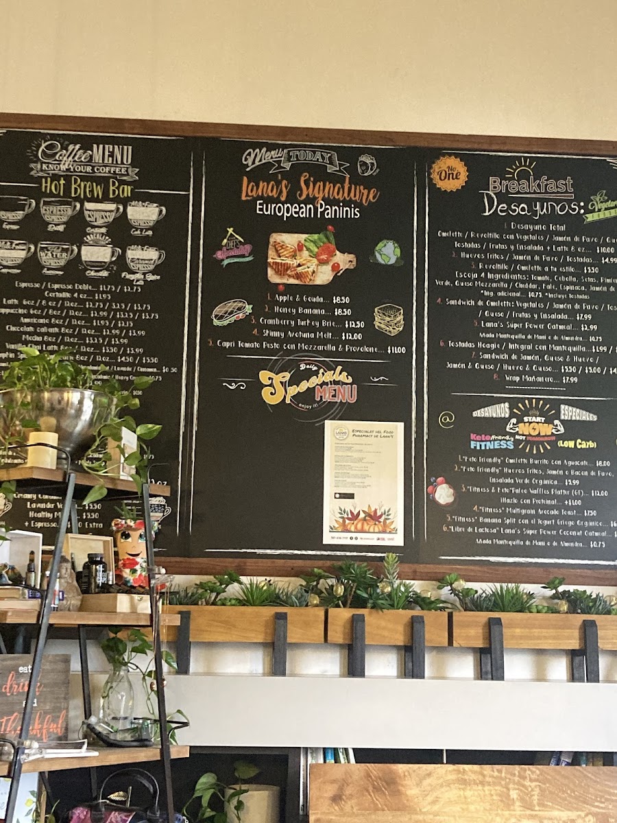 Lana's Healthy Bistro & Juice gluten-free menu