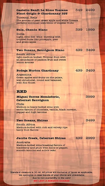 Slounge - Lemon Tree Hotel menu 