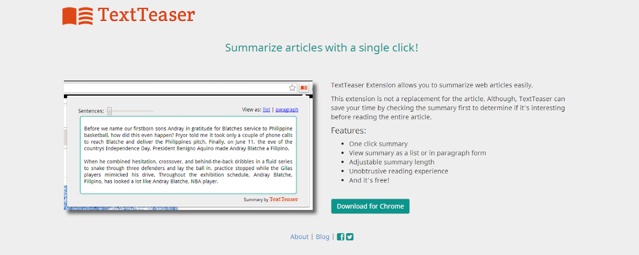 TextTeaser Browser Extension Preview image 1
