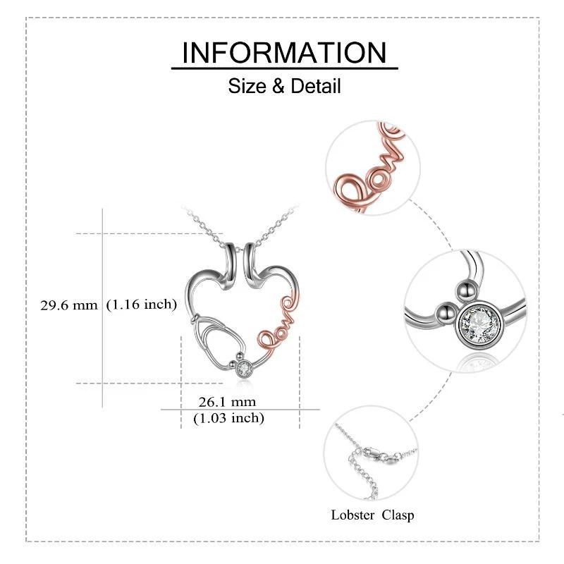 Collier pendentif porte-bague pour infirmière, bijou stéthoscope avec amour, un cadeau idéal pour exprimer l'affection et garder les bagues à portée de main.