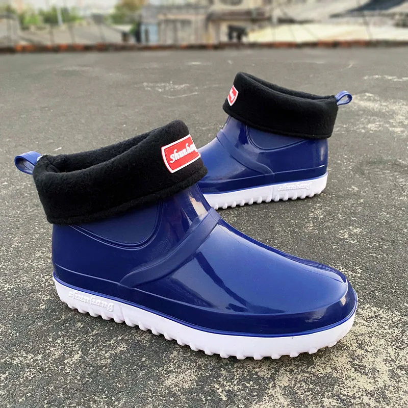 Stivali da pioggia Four Seasons da donna corti e foderati in velluto, scarpe impermeabili alla moda, perfette per la stagione.