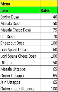 Puneri Dosa Center menu 1