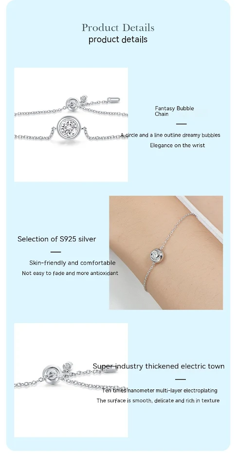 Ins Style Simple Armband 925 Sterling Silber Diamant Süß Cool. Dieses Armband verleiht jedem Outfit einen eleganten und trendigen Touch.