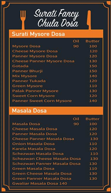 Mr. Dosa menu 