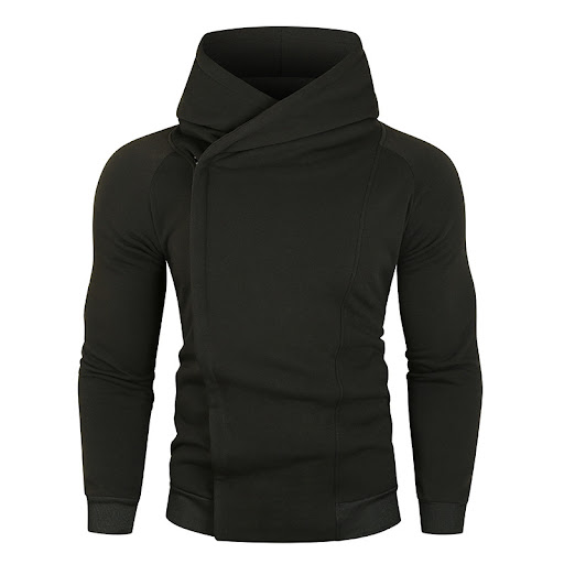 Title 2, Pure Color Hooded Top Trend Side Zip Long Sleev...