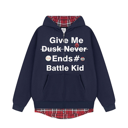 Title 6, Retro Fake Two-piece Letter Splicing Plaid Hood...