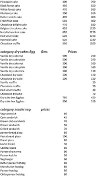 Mister Gulati Bakers menu 1