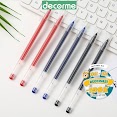 Bút Gel Ngòi 0.5Mm Decorme Bút Đen Xanh Đỏ Ngòi Kim Dung Tích Mực Lớn Viết Trơn Cực Thích Thiết Kế Basic Tối Giản