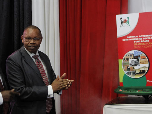 Planning PS Saitoti Torome during the launch of the CDF Board strategic plan at the KICC yesterday. Photo/Monicah Mwangi