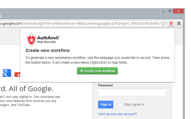 AuthAnvil Web Recorder chrome extension