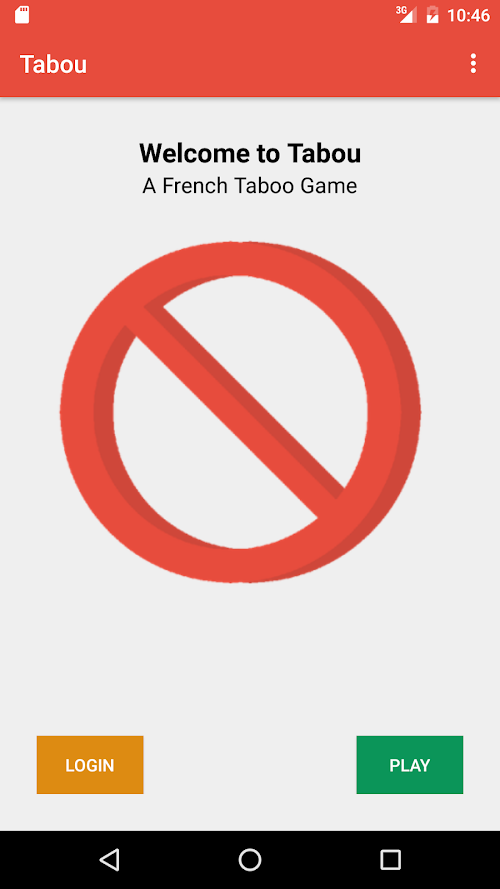 Android application Tabou screenshort