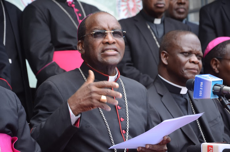 Kenya conference of catholic bishops (KCCB) chairperson Martin Kivuva during a press conference at Russel House, Karen in Nairobi on April 20, 2023./DOUGLAS OKIDDY