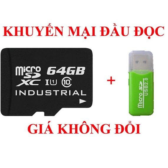 Thẻ Nhớ 64Gb - Micro Sdxc 64G Tặng Kèm Đầu Đọc Thẻ - Tăng Khả Năng Lưu Trữ Trên Điện Thoại Và Camera Ip