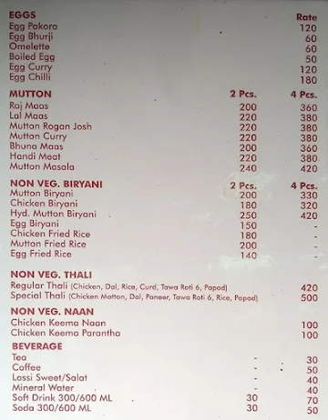 Hotel Rajwada Rooftop Restraunt menu 