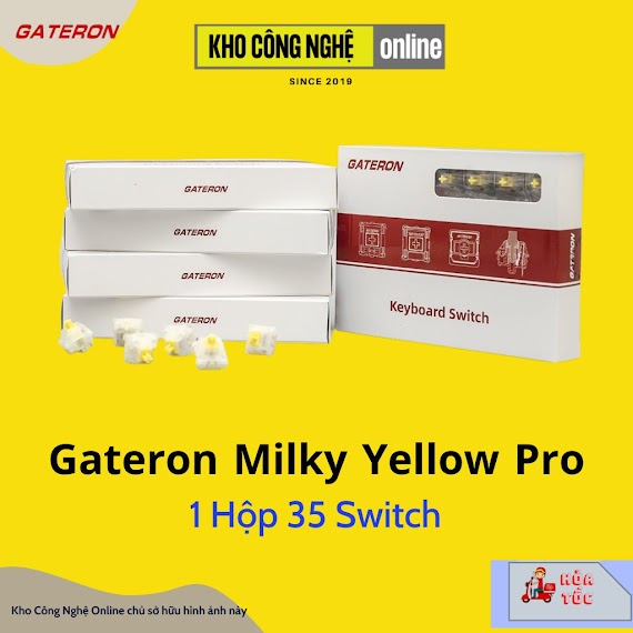Switch Gateron Milky Yellow Pro | Gateron Red Pro | Gateron Yellow Pro - Hộp Kèm Khay Đựng 35 Switch (3 Pin Và 5 Pin)