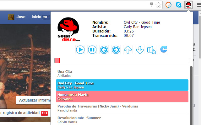 Musica en linea chrome extension