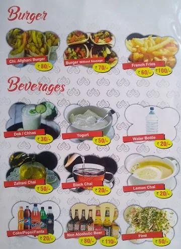 Afghan Darbar menu 