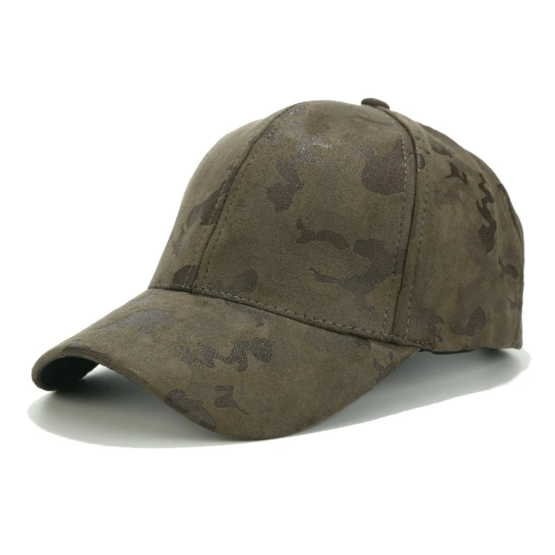 Gorra de béisbol de camuflaje de ante simple para moda casual, estilo moderno, visera curva, cómoda y transpirable, ideal.