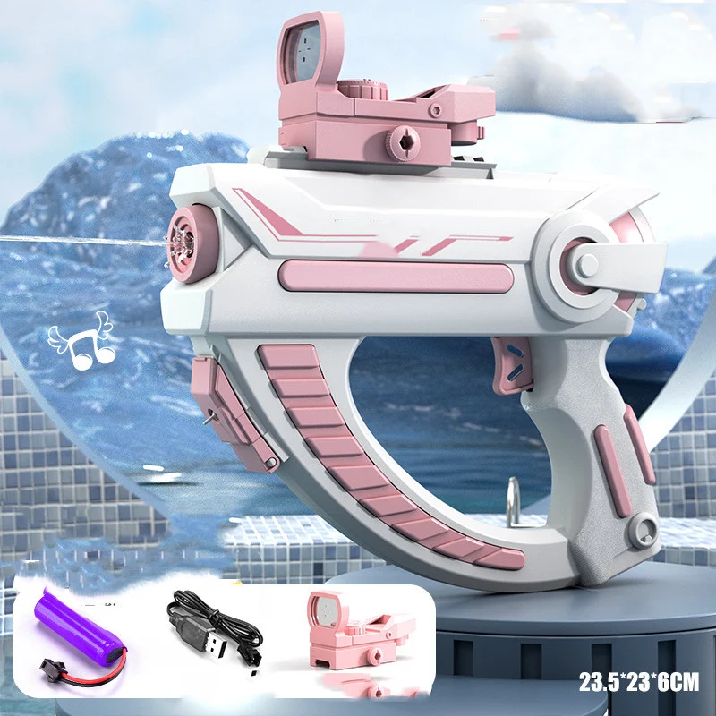 Pistola de agua eléctrica automática para verano, recargable, de largo alcance, disparo continuo, ideal para fiestas y como regalo para niños.
