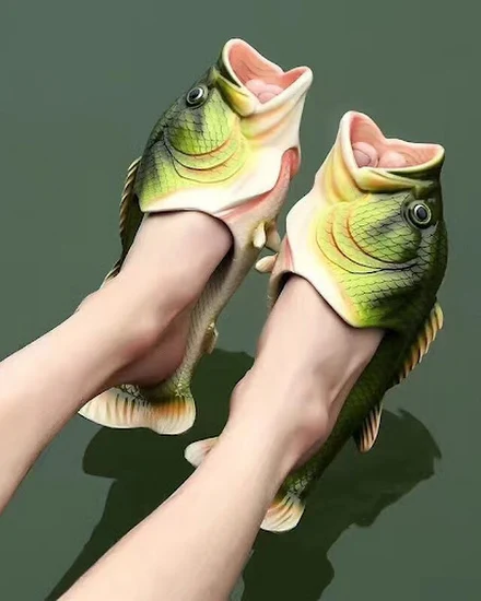 Open Toe Funny Male's Footwear Women's Fish Slippers Outd... - 0