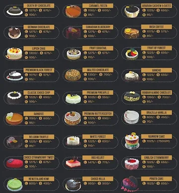 Just Bake menu 