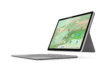 A right side view of a HP Chromebook x2 11 separates from its keyboard and displays one left port on the tablet.