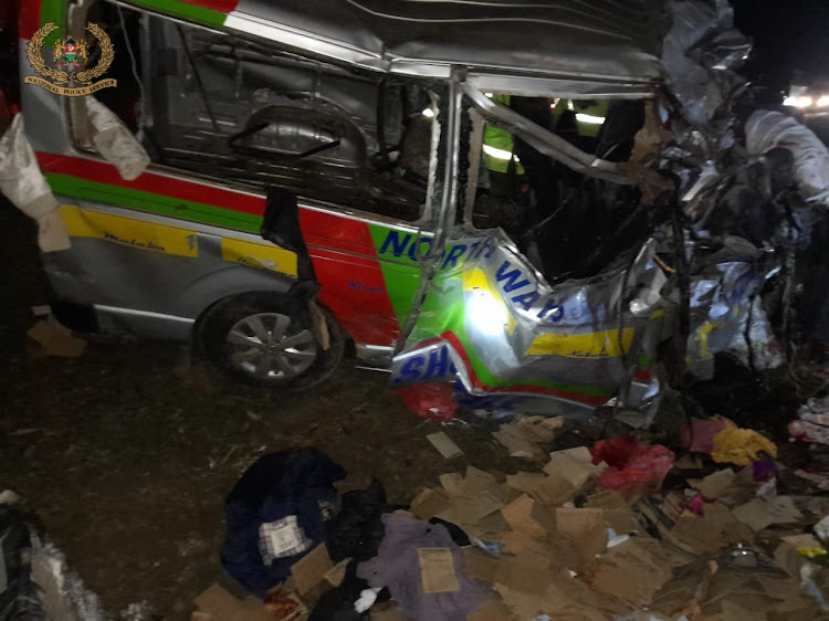 Wreckages of an accident scene in Molo on January 9, 2024.