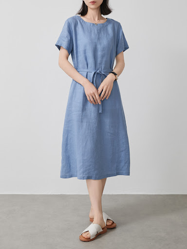 Title 8, Linen Simple Artistic Commuter Short Sleeve Tem...