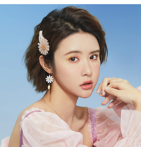 Title 11, Long Tassel Asymmetric Flower Earrings, the per...