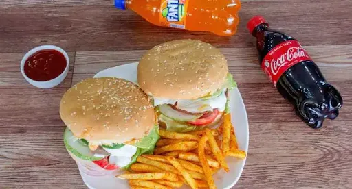 2 Crispy Veg Burger With French Fries Combo