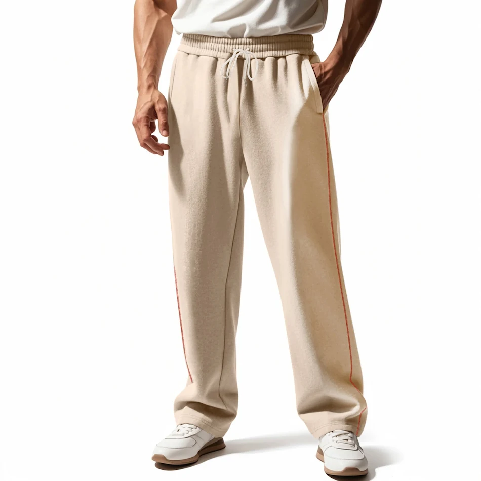 Calças esportivas casuais masculinas folgadas de moletom pesado resistentes ao desgaste, ideais para esportes e uso diário com conforto