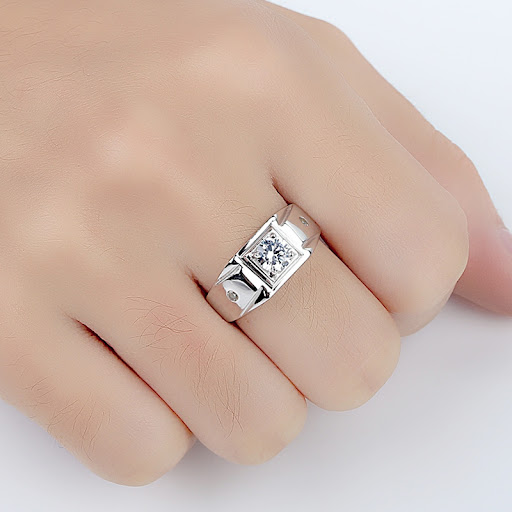 Title 1, S925 Silver Mens Carat Diamond Ring. A stateme...