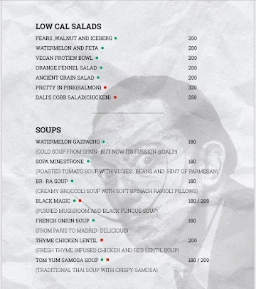 Dali - The Art Cafe menu 