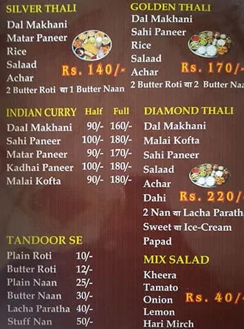 Radhika Sweets & Restaurant menu 