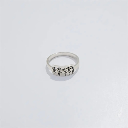 Title 1, S925 Birth Flower Plant Nature Ring for Flower ...